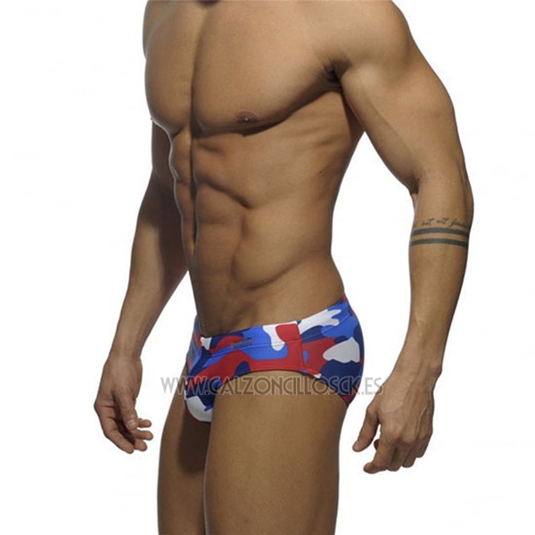Slip Natacion Addicted Hombre Camuflaje Azul Rojo 